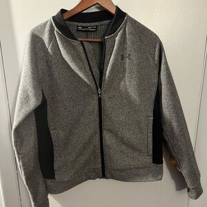 Under Armour Warm Womens Gray Black Full Zip cold gear Jacket Size S Petite